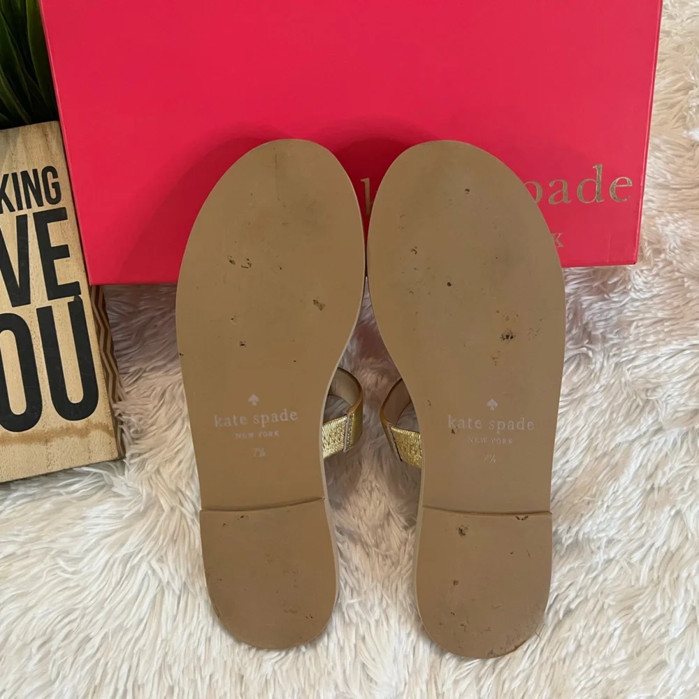 🎉HP🎉 Kate Spade Claire Gold Glitter Crab Sandal / Shoes - Picture 9 of 11